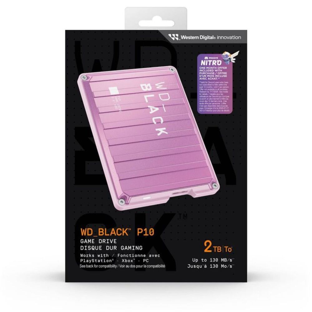 2TB WD_BLACK P10 Xbox Series External Portable Hard Drive - Solid Pink